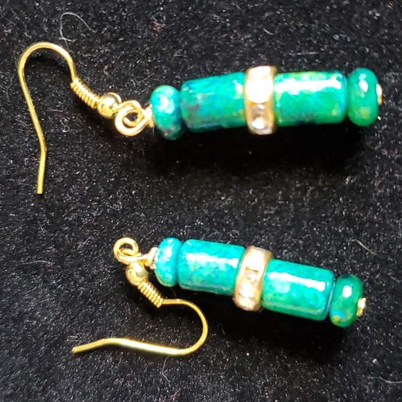 Dyed Green Turquoise Earrings - Picture 5 of 9